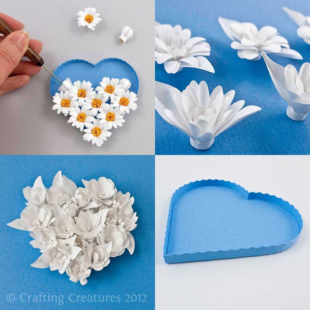 3D Fringed Flowers - paper quilling blossoms - SVG, DXF files with PDF instructions