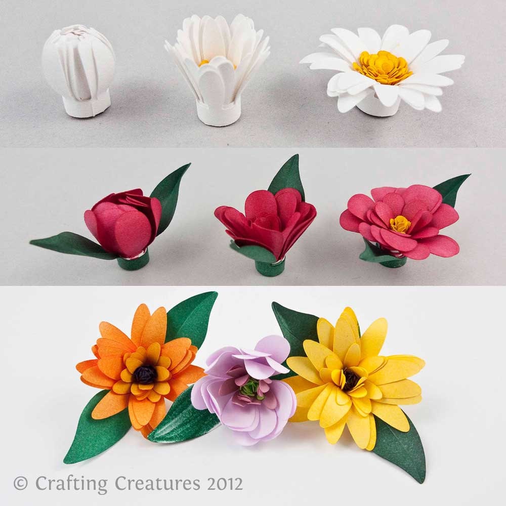 3D Fringed Flowers - paper quilling blossoms - SVG, DXF files with PDF instructions