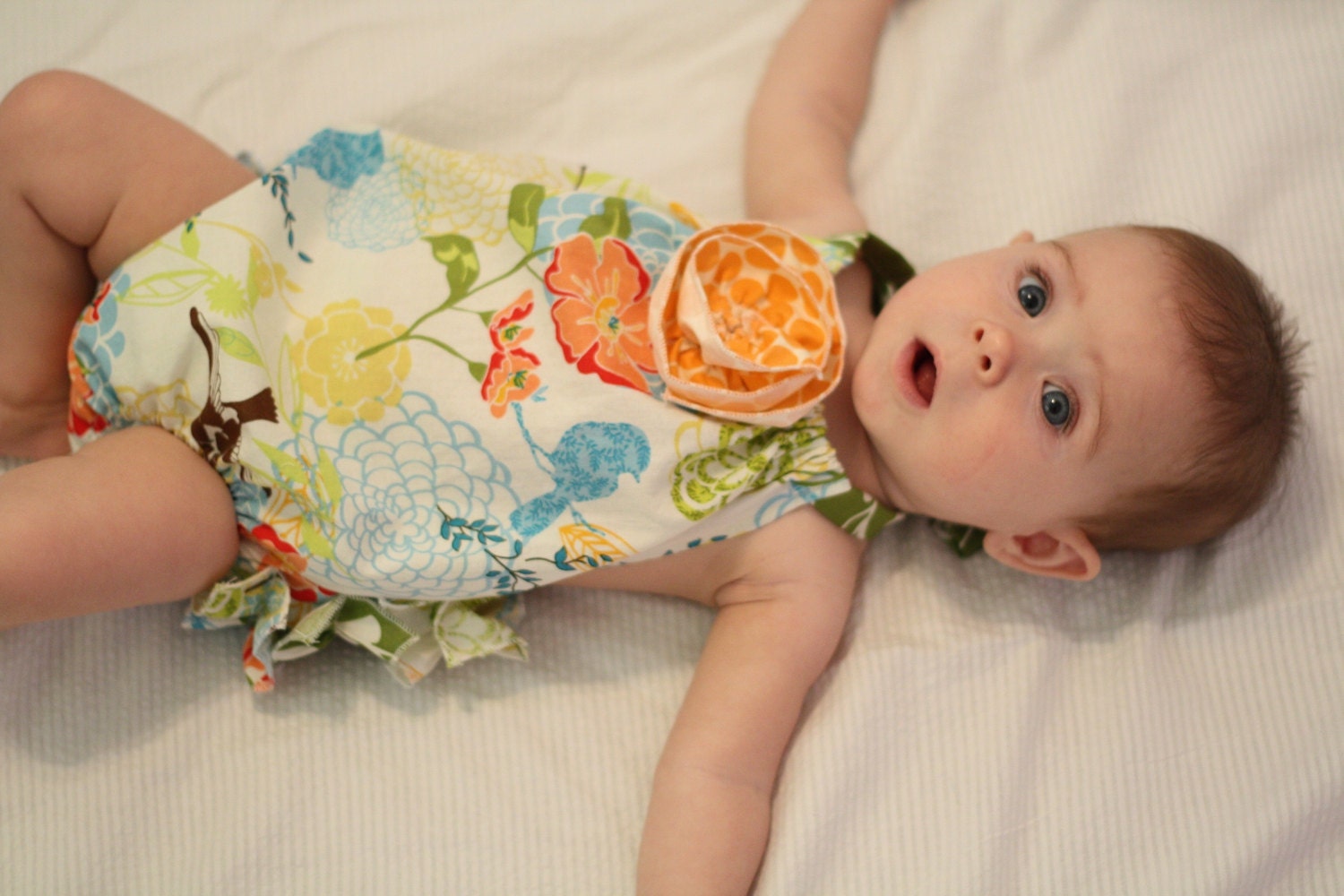Spring Fling Ruffled Sunsuit with Flower Detail