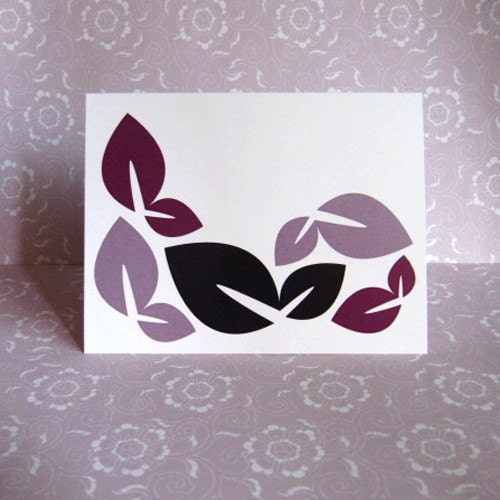 Purple Leaves Blank Notecard