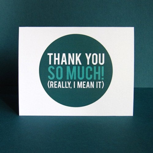 Thank You Blank Notecard in Teal