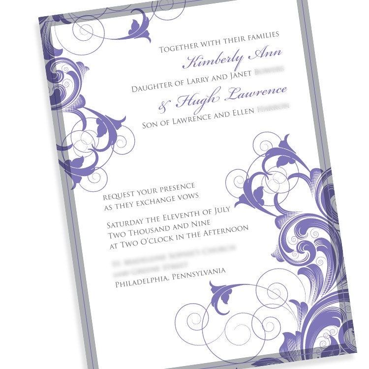Purple Swirl Wedding Invitation