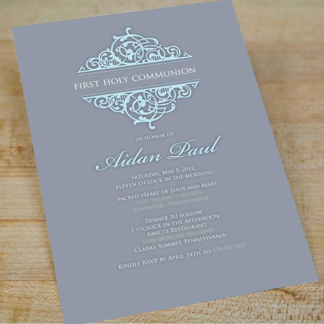 Gray & Pale Holy Communion Invitation