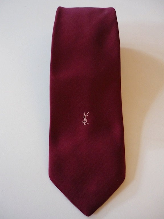 Vintage Ties Men's 80's Yves Saint Laurent Silk Burgundy Skinny Neckwear 798 FreshandSwanky on Etsy