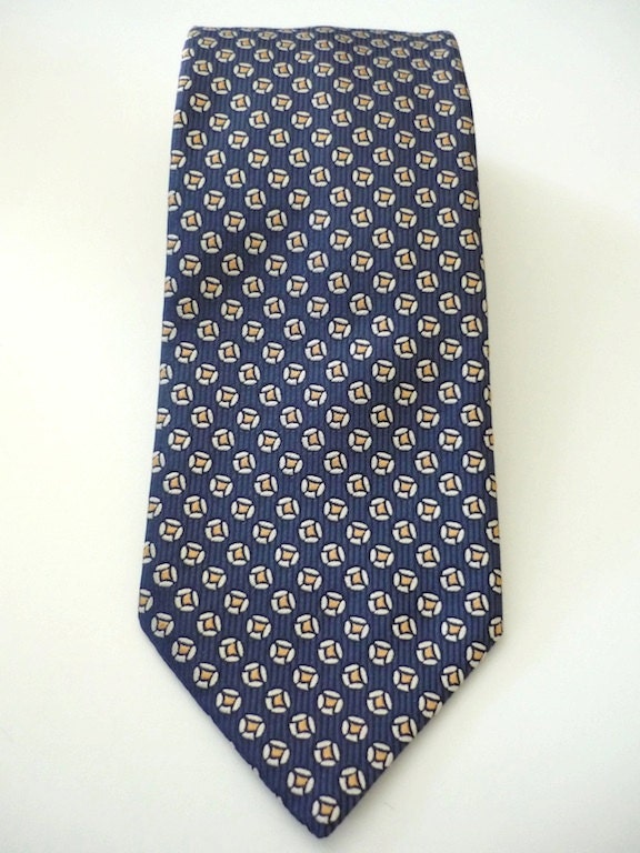 Vintage Neckties Men's 90's Silk Charvet Blue Circle Print 835 FreshandSwanky on Etsy