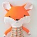 Fox Cloth Doll in Orange and Brown Argyle - ready to ship