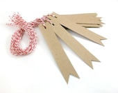 Blank Kraft Gift Tags - Pennant Flag Set of 14
