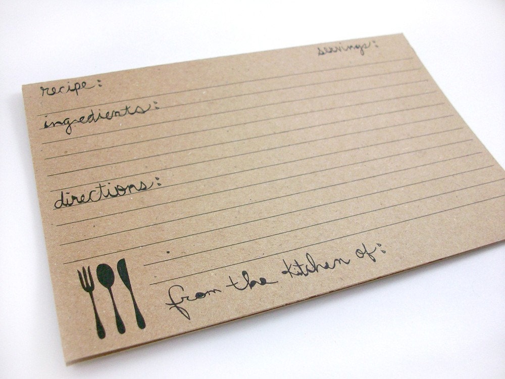 Reserved for belindaphillips - Kraft Paper Recipe Cards - Farmhouse Fork Set of 100