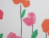 vintage fabric fat quarter (pink and orange poppies vera neumann)