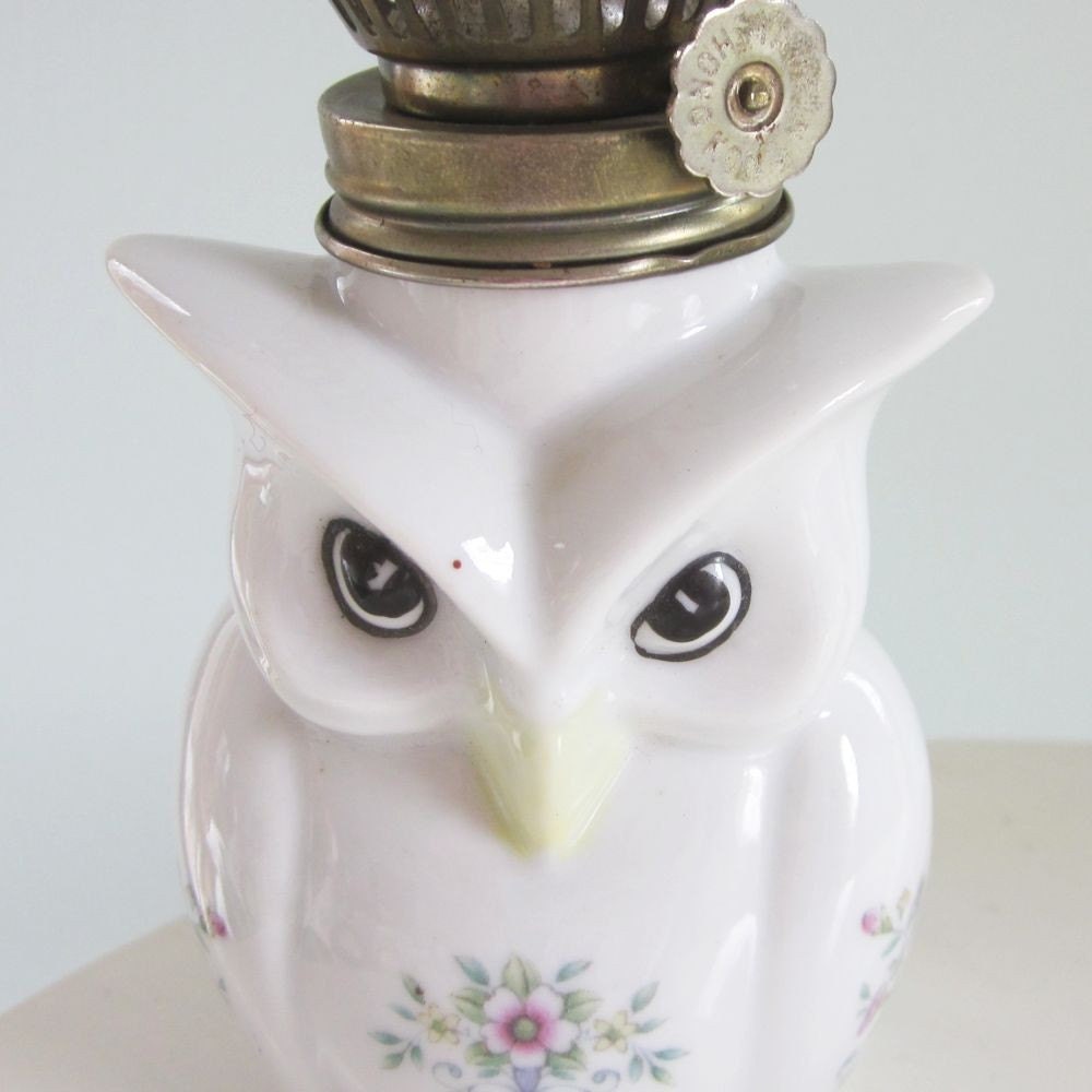 vintage floral owl oil lamp by sosovintage on Etsy