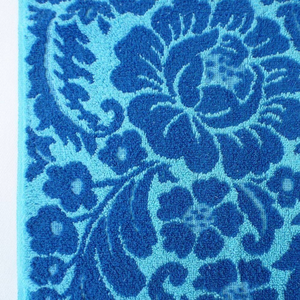 vintage pequot hand towel (cerulean and aqua blue flowers)