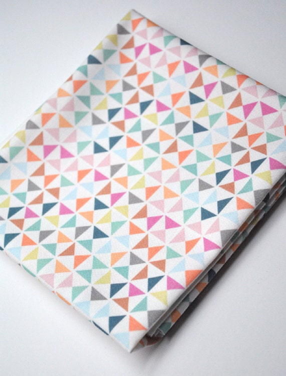 pinwheels - pastel fabric - fat quarter - triangle fabric - geometric fabric