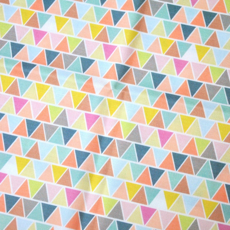 pastel triangles - pastel fabric - fat quarter - triangle fabric - geometric fabric