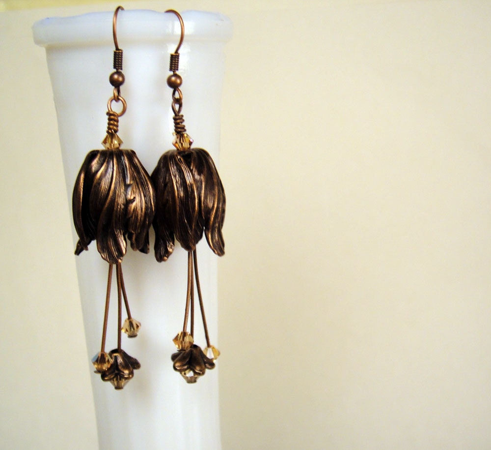 Antiqued Copper Tulips