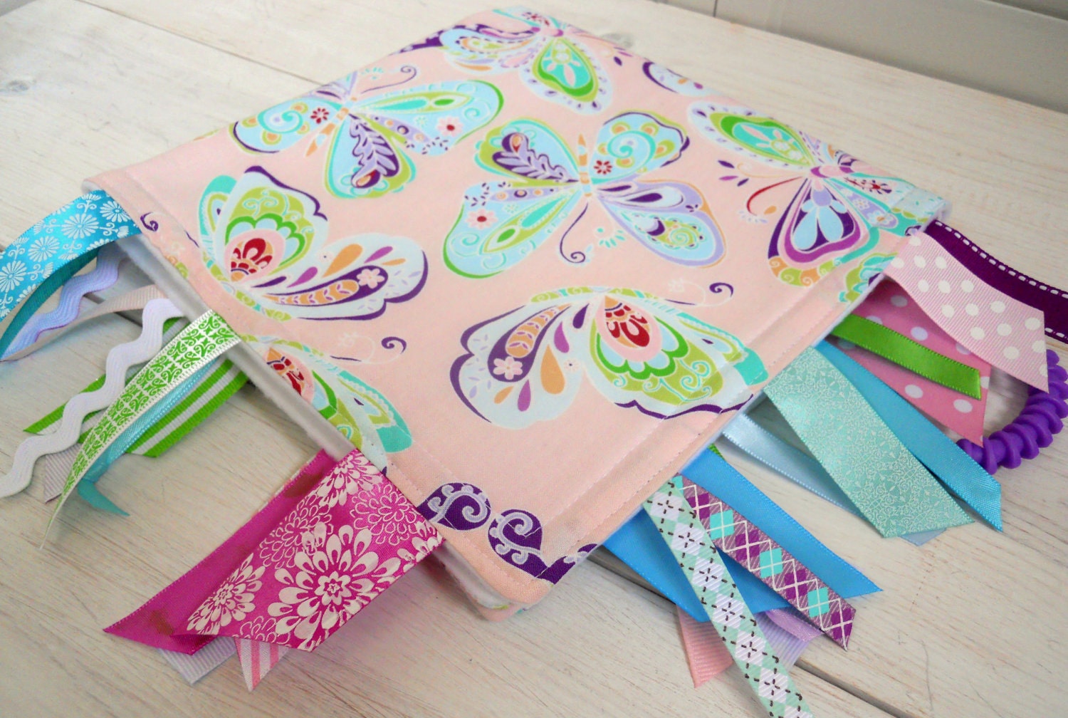 Baby Security Blanket - Baby Girl Tag Blanket - Whimsical Butterflies