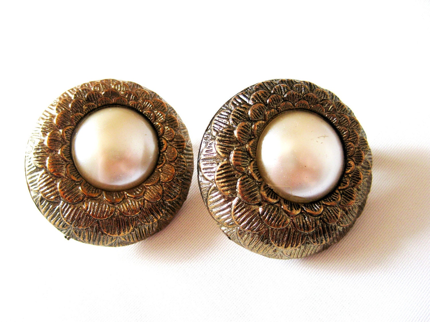 Chunky Pearl Earrings, Clip On