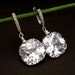 LARGE High Quality Princess Cut White Clear (Large) Square CZ  (Not Foiled Back) White Gold Plated CZ Hoop Earrings