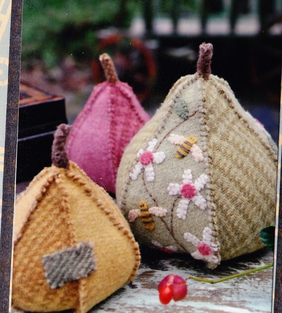 Items similar to KIT Pear Tree Pincushion kit felted wool