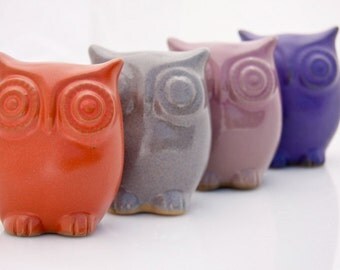 Owl home and garden decor - soft pastels
