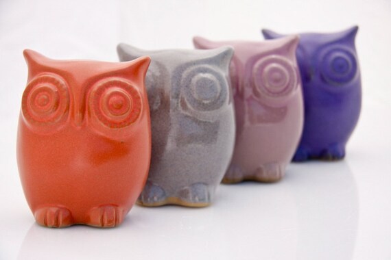 Owl home and garden decor - soft pastels