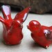 Bird Wedding cake toppers in ruby red