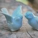 Bird Wedding cake toppers in robins egg blue  love birds in a wedding dance