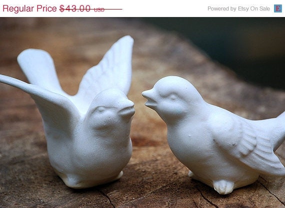 Bird Wedding cake toppers in ivory white