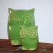 Ceramic  owls home decor in spring green