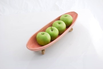 footed serving bowl in coral pink