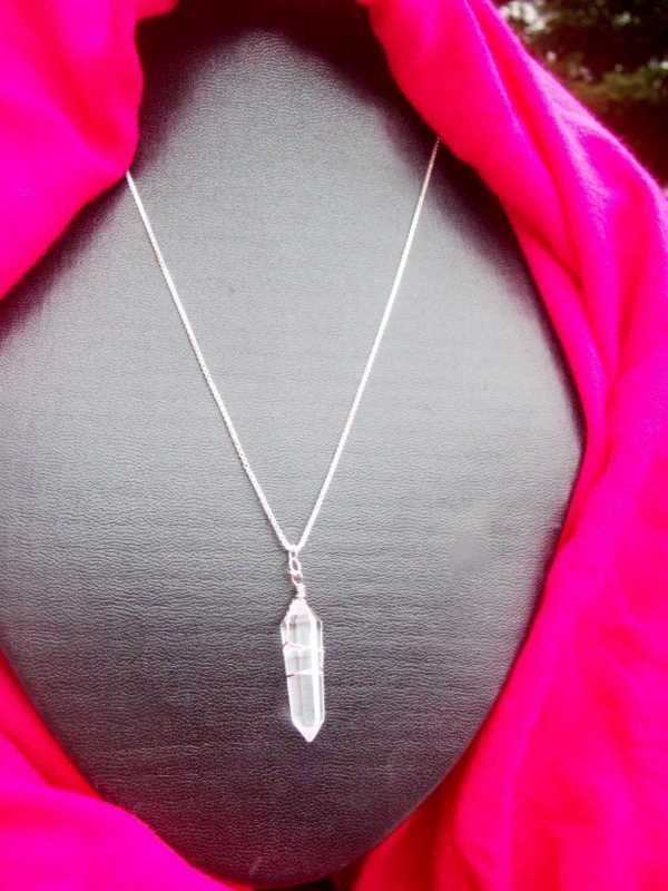CRYSTAL VISION ll Quartz crystal and Sterling silver with 20" long sterling chain