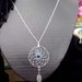 DREAM IN LAPIS Dream catcher necklace with Lapis and long 24" Sterling chain