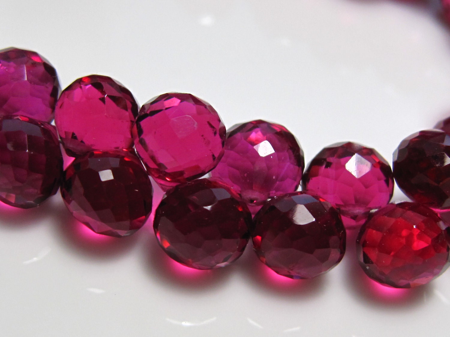 12 Beads Set - New Color Beautiful Rhodolite Red QUARTZ Faceted Onion Briolettes
