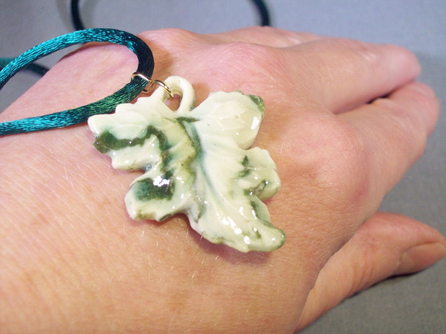 Marbled Porcelain Leaf Necklace