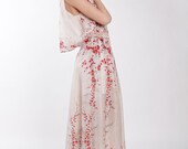 Cherry blossom flower print silk dress. Formal. Summer wedding.Maxi dress