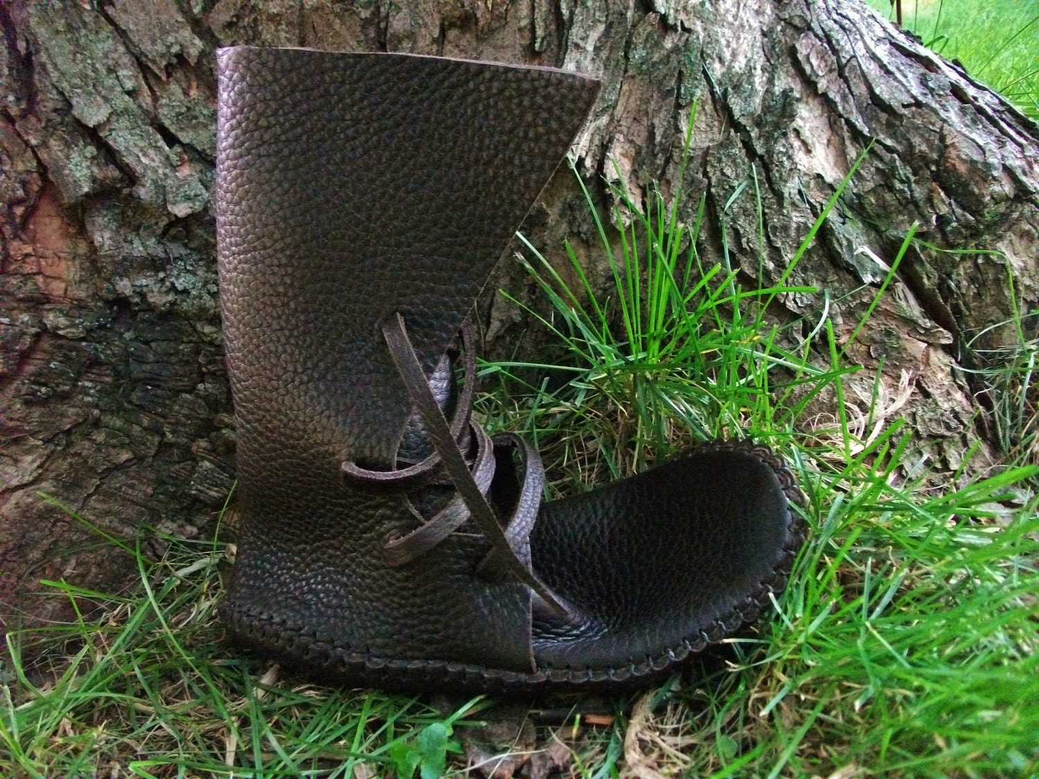 Plain Buffalo Hide Shin-High Moccasin