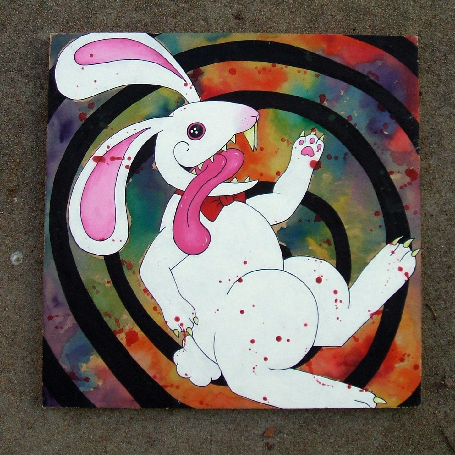 Run, Rabbit, Run - Original Painting 17x17 Square