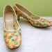 Womens Vintage Shoes Embroidered Floral Pumps size 6 1960s Mad Men
