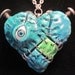 Franken Heart Unique Hand Sculpted Hand Painted Polymer clay Pendant