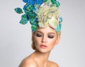 Turquoise Fascinator--headpiece-Derby Hat