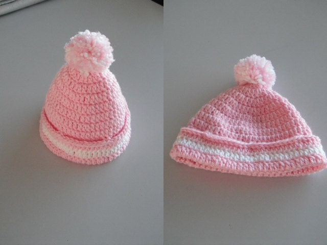 Newborn Crochet Beanie with Pom Pom
