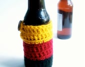 Oktoberfest bottle koozie beer water German flag red black yellow crochet handmade cover