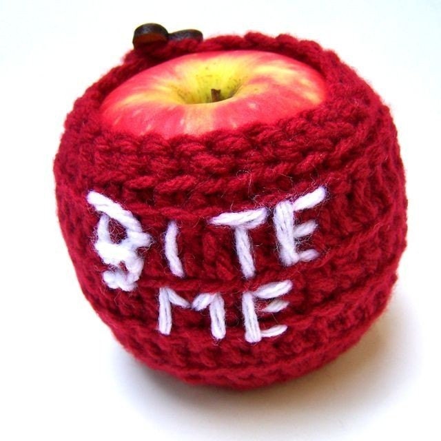 Bite Me Apple Jacket Cozy handmade