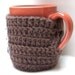 Coffee Mug Tea Cup Cozy Om Nom brown crochet handmade cover