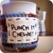 Funny coffee mug cozy tea cup Punch It Chewie blue brown crochet cover