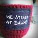 Coffee Mug Cozy Tea Cup burgundy red black white crochet handmade cover