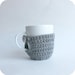 Coffee Mug Cozy love heart french Paris red white gray crochet cover