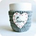 Coffee Mug Cozy love heart french Paris red white gray crochet cover