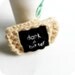 Funny Travel Mug To Go Cup cozy black white cream crochet handmade cover