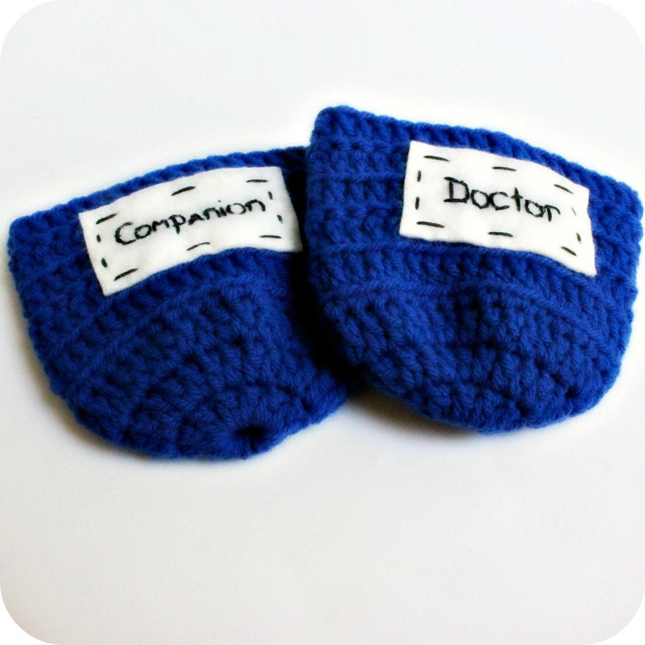 Doctor Companion Coffee Mug Cozy Tea Cup set Doctor Who royal blue crochet handmade cover