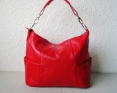 Handbag Jolie medium red---Adeleshop handmade Leather bag Messenger Diaper bag Shoulder bag Tote Handbag Hip bag Women